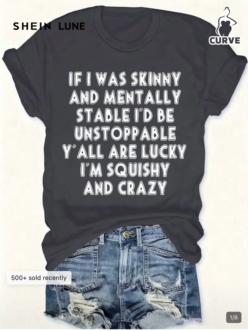Women’s Graphic Tee - Charcoal "If I Was Skinny..."